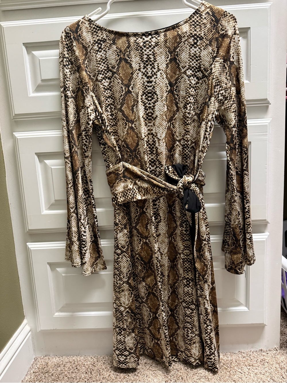 Emma & Michele Snakeskin Print Dress - Brown/Black/Cream